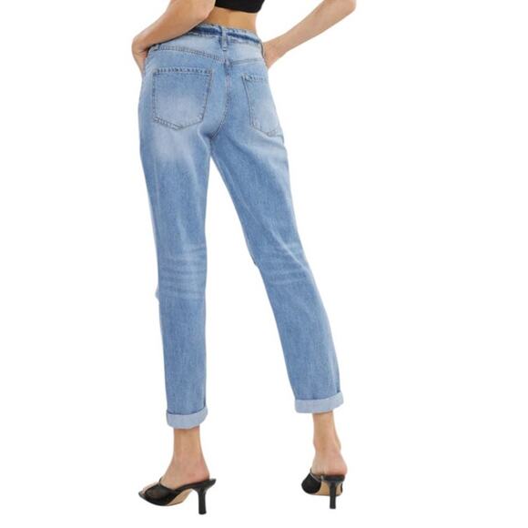 Kancan Women's High Rise Distressed Mom Jeans Size 1 - Picture 2 of 12